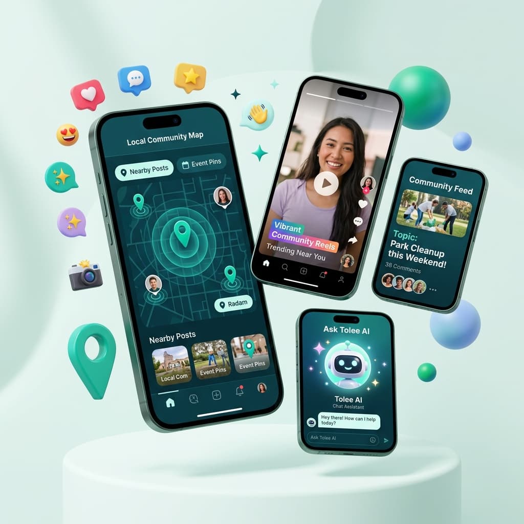 Tolee Social Network: Radar, Reels, Communities & AI
